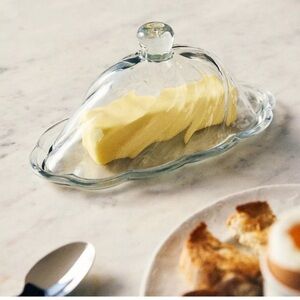 NWT Anthropologie Etta Glass Butter Dish with Lid